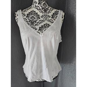 Vintage Women's Adonna Slip Top Lace Ivory Size 40 See Through With Bow Sexy